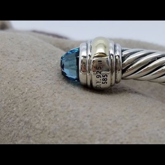 David Yurman 5mm Blue Topaz & Gold Bracelet - Picture 3 of 4
